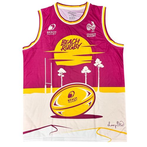 BEACH RUGBY TANK TOP 2025 LOOPITA FRANCE RUGBY FUSHIA MIXED