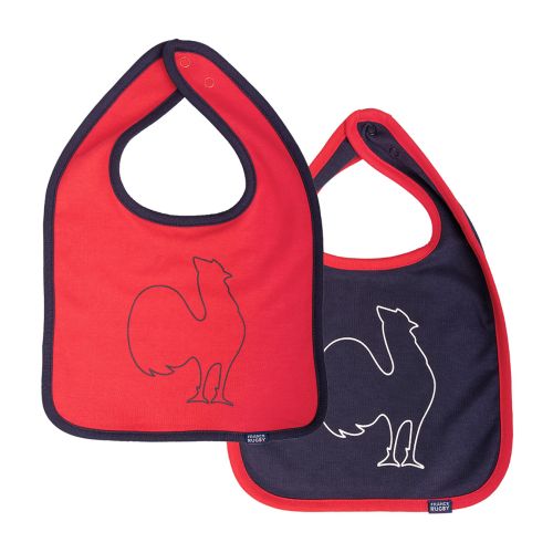 Set of two Bébé France Rugby navy/red bibs