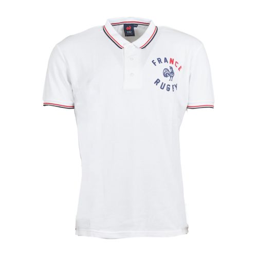 Men's Short Sleeve Polo France Rugby White