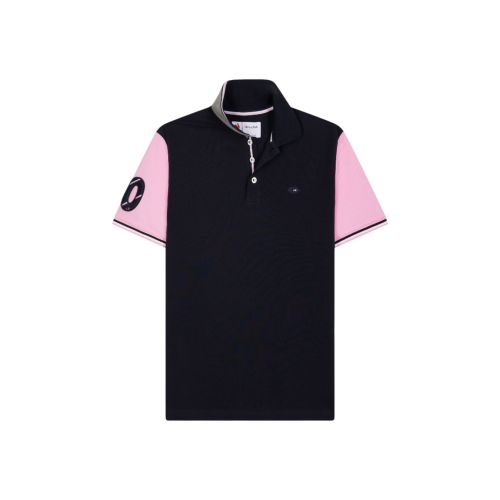Short-Sleeve Piqué Cotton Polo in Navy Eden Park
