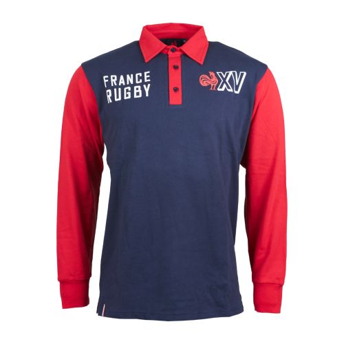 Polo Long Sleeve Two Tone France Rugby Navy Man