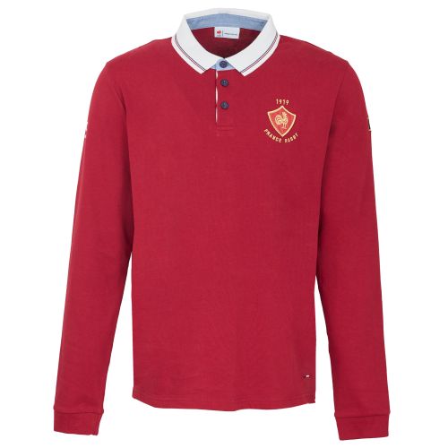 Men's Red Heritage France Rugby Long Sleeve Polo