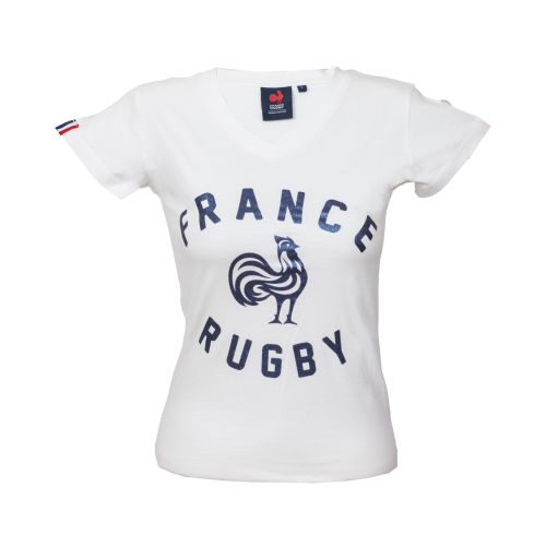 T-Shirt France Rugby Glitters White Woman