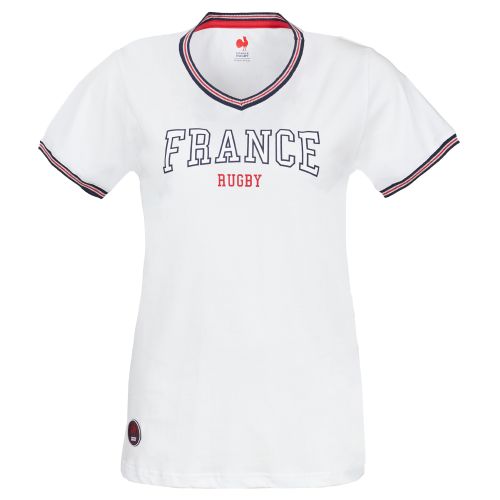 Women's France Rugby V-Neck Lifestyle T-Shirt White